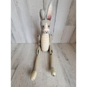 Vintage wooden primitive rabbit gray shelf sitter Easter bunny home unique